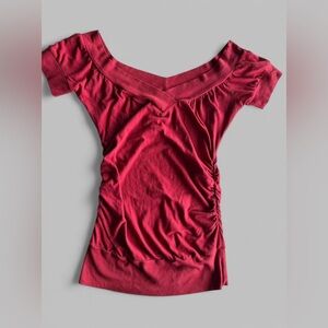 Deep Red Short Sleeve Top
